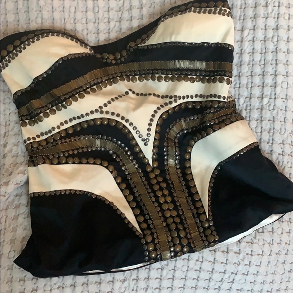 Bebe strapless metal studded top